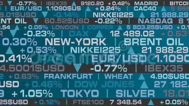 股票市场<strong>指数</strong>和实际利率与蓝色阴影动画